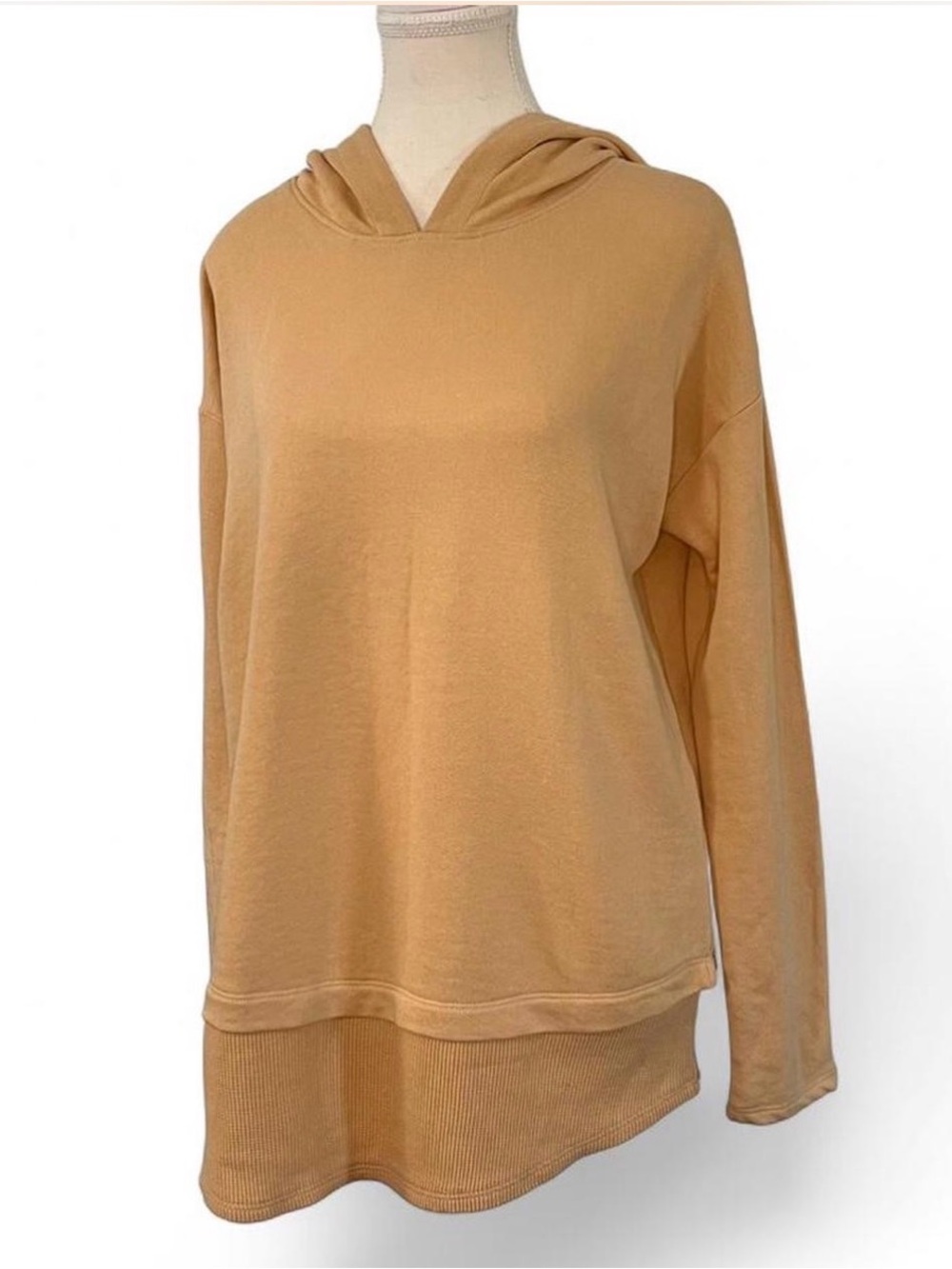 J. Jill L Women Light Mustard Cotton Long Sleeve Pullover Hoodie Sweatshirt‎ XS